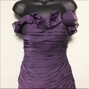 Purple strapless semi formal dress